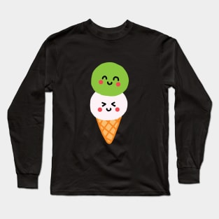 Kawaii Matcha & Vanilla Ice Cream Long Sleeve T-Shirt